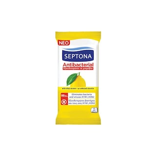 SEPTONA | Αντιβακτηριδιακά Μαντηλάκια Λεμόνι 15 Τεμάχια