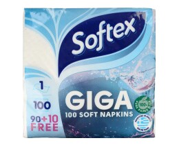 SOFTEX | Χαρτοπετσέτες Μονόφυλλες Λευκές 90+10 Τεμάχια Δώρο