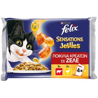FELIX | Γατοτροφή Sensations Jellies Ποικιλία Κρεάτων 4x100g