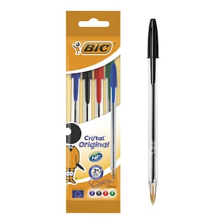 BIC | Στυλό Cristal Original 1.0mm Διάφορα Χρώματα 4 Τεμάχια