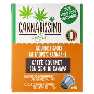 CANNABISSIMO | Κάψουλες Καφέ Σπόροι Κάνναβης 10x5g