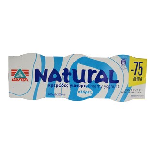 NATURAL | ΓΙΑΟΥΡΤΙ ΛΕΥΚΟ 3,5% ΛΙΠΑΡΑ 3 Χ 200 GR