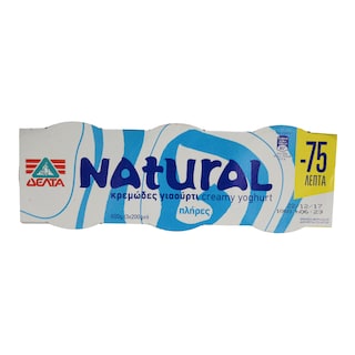 NATURAL | ΓΙΑΟΥΡΤΙ ΛΕΥΚΟ 3,5% ΛΙΠΑΡΑ 3 Χ 200 GR