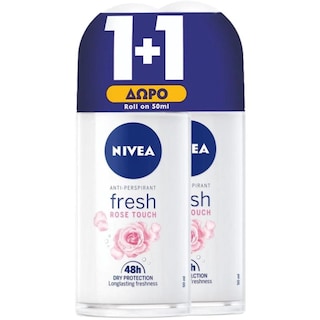 NIVEA | Αποσμητικό Roll On Fresh Rose Touch 50ml 1+1 Δώρο