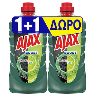 AJAX | Υγρό Καθαρισμού Boost Charcoal & Lime 1lt 1+1 Δώρο