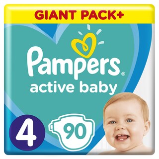 PAMPERS | ΠΑΝΕΣ ΜΩΡΟΥ ACTIVE BABY GIANT ΝΟΥΜΕΡΟ 4 (9-14 KG) 90 ΤΕΜ