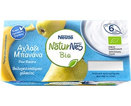 NATURNES | Επιδόρπιο Γάλακτος bio Αχλάδι Μπανάνα  2 X 90 gr