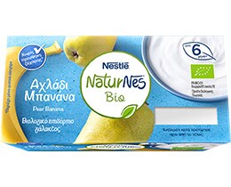NATURNES | Επιδόρπιο Γάλακτος bio Αχλάδι Μπανάνα  2 X 90 gr