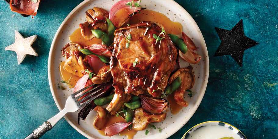 Χοιρινό καρέ με ψητά μανιτάρια          