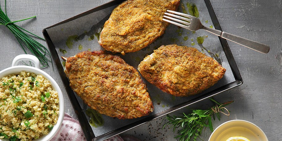 Φέτες ψαριού με κρούστα μυρωδικών στο φούρνο