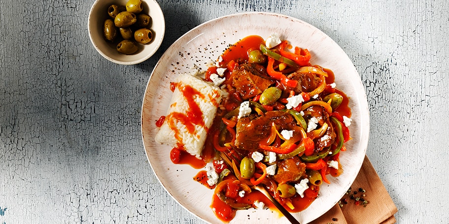 Μοσχάρι με Ελιές και Φέτα