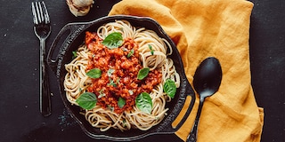 Vegan σπαγγέτι high protein με κιμά σόγιας