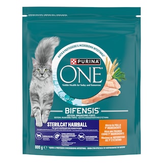 PURINA ONE | Γατοτροφή Sterilcat Hairball Κοτόπουλο Δημητριακά 800g