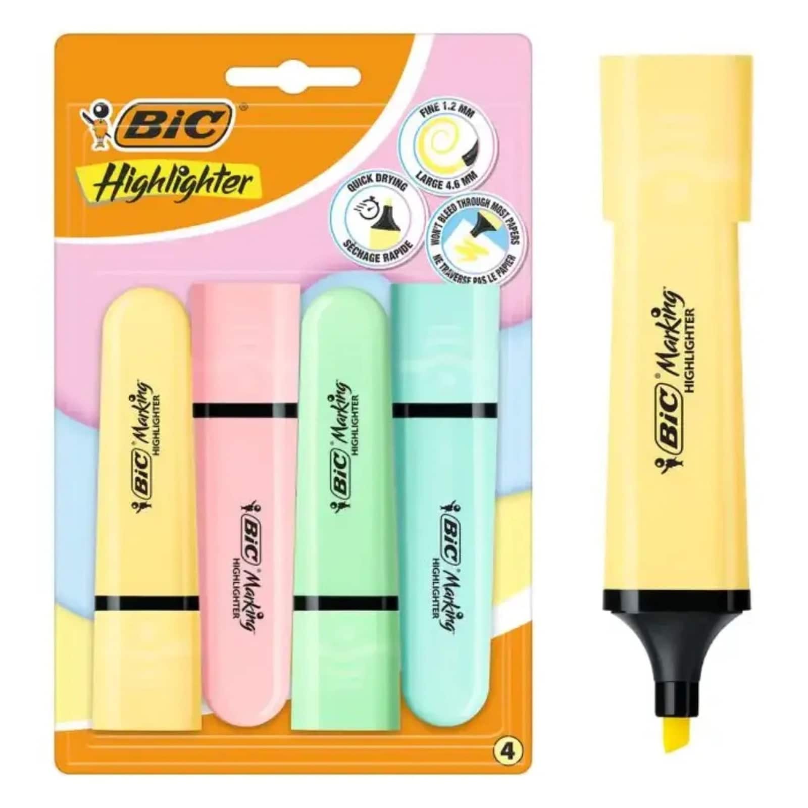 BIC Μαρκαδόροι Υπογράμμισης Pastel 4 Τεμάχια