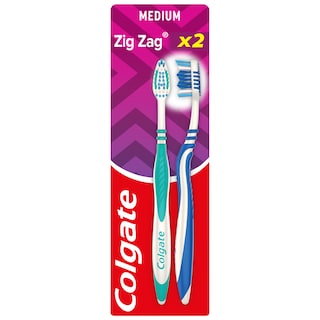 COLGATE | ZIG ZAG | Οδοντόβουρτσα Zig Zag Μέτρια 2 Τεμάχια ΤΙΜΗ ΣΟΚ