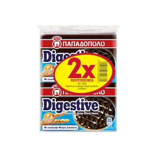 ΠΑΠΑΔΟΠΟΥΛΟΥ | Μπισκότα Digestive Μαύρη Σοκολάτα 2x200g