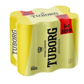 TUBORG | Σόδα Λεμόνι Κουτί 330ml 5+1 Δώρο