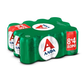 ΑΛΦΑ | Beer Lager Can 330ml 8+4 Free 12Χ330ML (8+4 FREE)