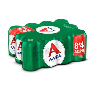 ΑΛΦΑ | Beer Lager Can 330ml 8+4 Free 12Χ330ML (8+4 FREE)
