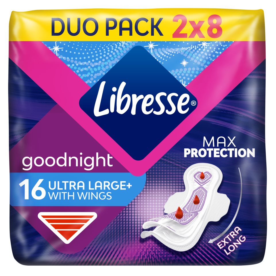 LIBRESSE Σερβιέτες Goodnight Ultra+ Large με Φτερά 16 Τεμάχια