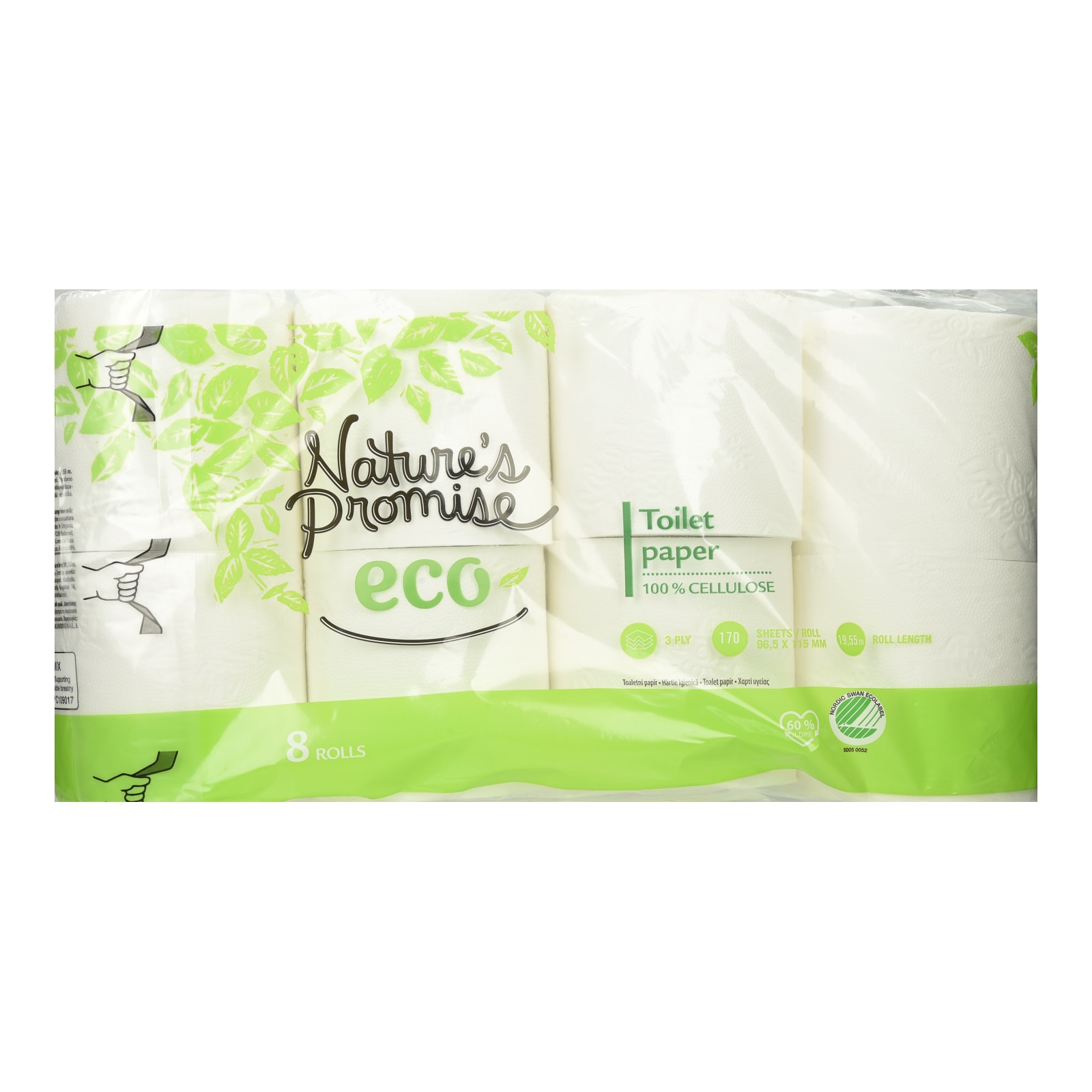 NATURES PROMISE BIO Χαρτί Υγείας Eco 3 Φύλλα 8 Ρολά 733g