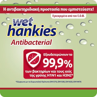 WET HANKIES | Αντιβακτηριδιακά Μαντηλάκια Πράσινο Μήλο 4x15 Τεμάχια