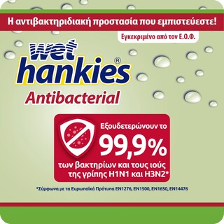 WET HANKIES | Αντιβακτηριδιακά Μαντηλάκια Πράσινο Μήλο 4x15 Τεμάχια