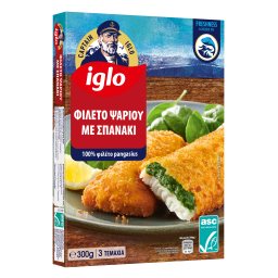 IGLO | Φιλέτο Ψαριού Πανέ με Σπανάκι 300g
