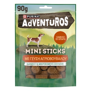 PURINA ONE | Σκυλοτροφή Adventuros Mini Sticks με Αγριοβούβαλο 90g