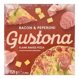 GUSTONA | Πίτσα Μπέικον Πεπερόνι 3x440g