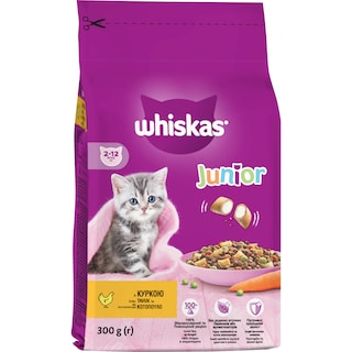 WHISKAS | Ξηρά Τροφή Για Γάτες Junior Κροκέτες Γάλακτος Με Κοτόπουλο 300gr