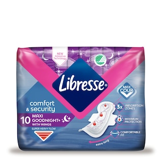 LIBRESSE | Sanitary Pads Goodnight Maxi Wings 10 Pieces