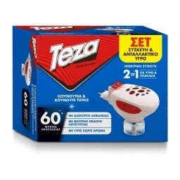 TEZA | Αντικουνουπικό Υγρό Σετ Συσκευή με Ανταλλακτικό 60 Νύχτες 1 Τεμάχιο