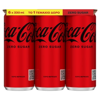 COCA COLA | Αναψυκτικό Cola Zero Κουτί 6x330ml 5+1 Δώρο