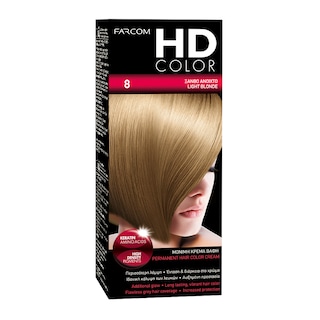 HDCOLOR | Βαφή Μαλλιών Νο8 Ξανθό Ανοιχτό 1 Τεμάχιο