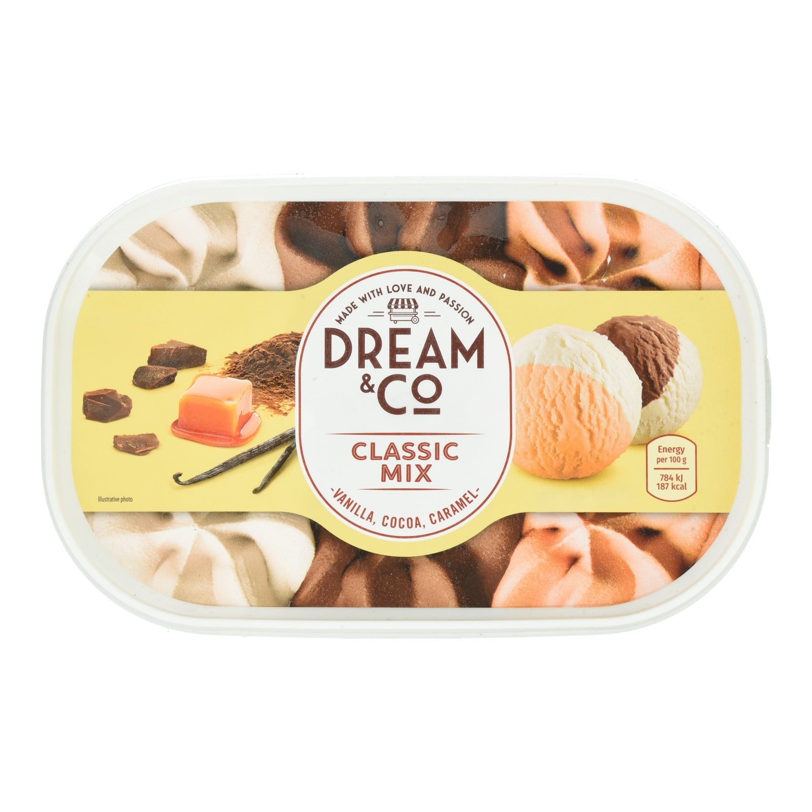 DREAM & CO Παγωτό Βανίλια Κακάο Καραμέλα 1kg