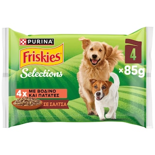 FRISKIES | Σκυλοτροφή Βοδινό και Πατάτες σε Σάλτσα 4x85g