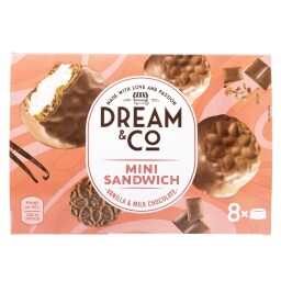 DREAM & CO | Παγωτό Mini Sandwich Επικάλυψη Σοκολάτα Γάλακτος 8x35g