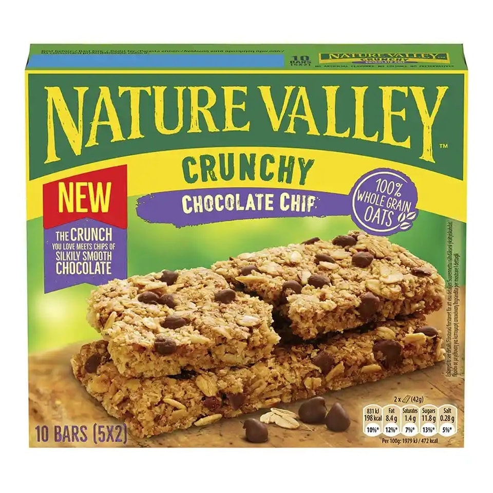 NATURE VALLEY Μπάρες Δημητριακών Crunchy Chocolate Chips 5x42g