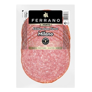 FERRANO | Σαλάμι Αέρος τύπου Milano Χωρίς Γλουτένη 100g