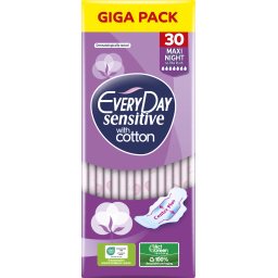EVERY DAY | Σερβιέτες Sensitive Cotton Maxi Night Ultra Plus 30 Τεμάχια