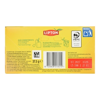 LIPTON | Τσάι Μαύρο Decaf Αρωματισμένο 25x1.5g