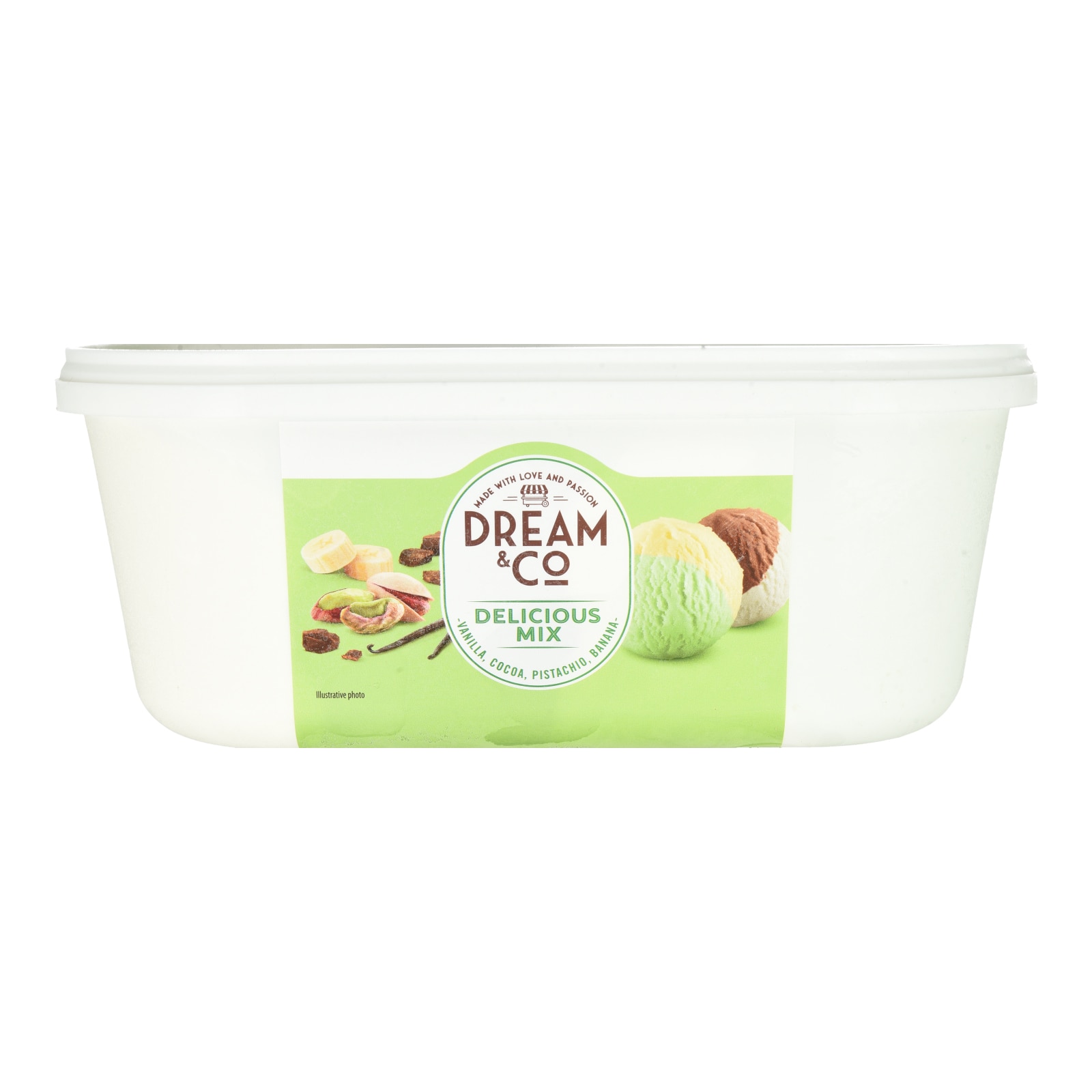 DREAM & CO Παγωτό Βανίλια Κακάο Φυστίκι Μπανάνα 1kg