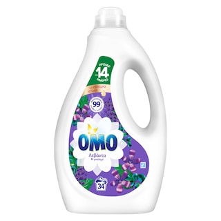 OMO | Yγρό Πλυντηρίου Ρούχων Λεβάντα & Γιασεμί 34 Μεζούρες