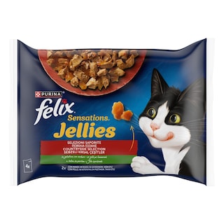 FELIX | Γατοτροφή Sensations Jellies Βοδινό & Κοτόπουλο 4x85g