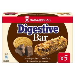 ΠΑΠΑΔΟΠΟΥΛΟΥ | DIGESTIVE | Μπάρες Δημητριακών Digestive Κομμάτια Σοκολάτας 5x28g