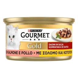 GOURMET | GOLD | Γατοτροφή Σολομός & Κοτόπουλο Κονσέρβα 85gr