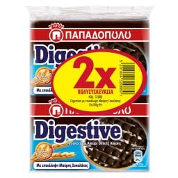 ΠΑΠΑΔΟΠΟΥΛΟΥ | Μπισκότα Digestive Μαύρη Σοκολάτα 2x200g