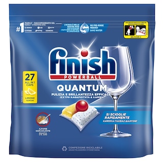 FINISH | Κάψουλες Πλυντηρίου Πιάτων Quantum Allin1 Λεμόνι 27 Tεμάχια