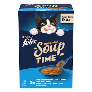 FELIX | Γατοτροφή Soup Original με Μπακαλιάρο Τόνο Γλώσσα 6x48g